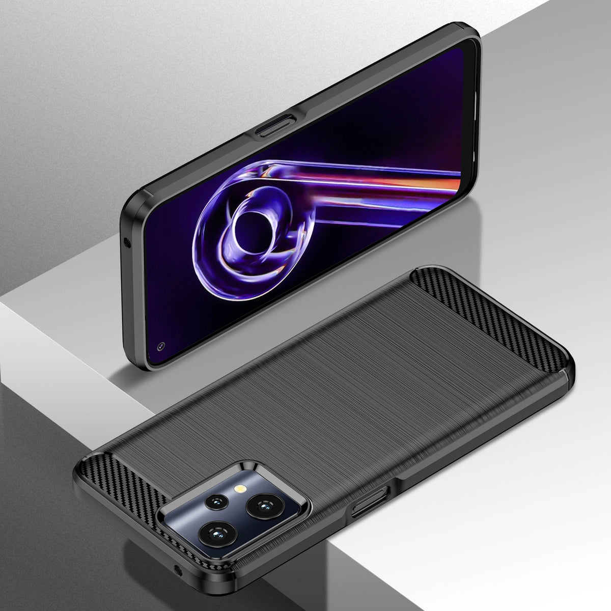 Carbon Case elastyczne etui pokrowiec Realme 9 Pro czarny – zdjęcie 6