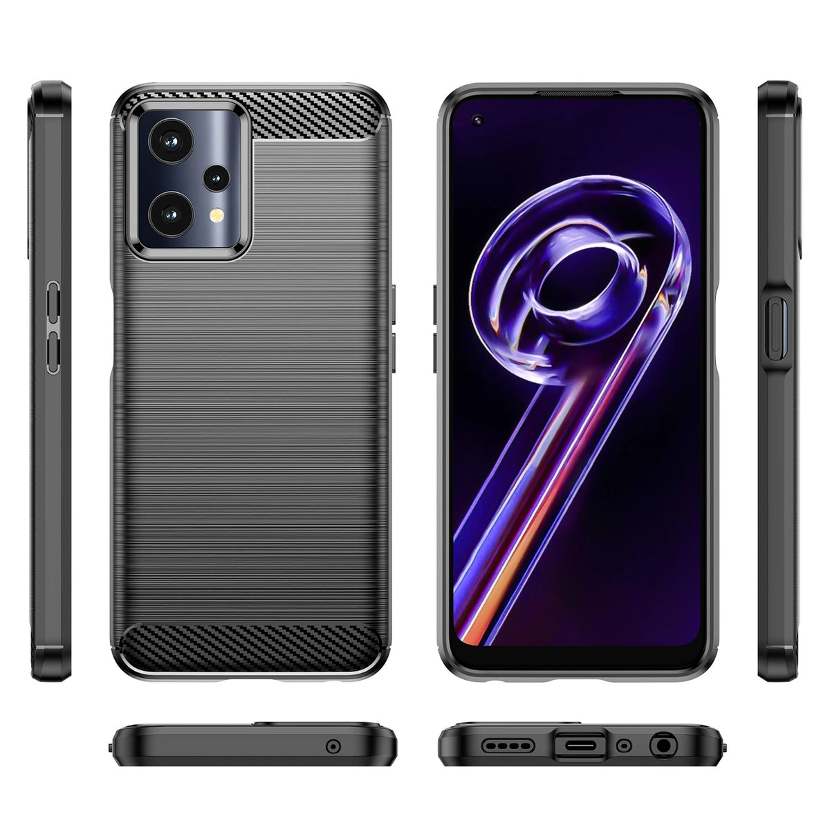 Carbon Case elastyczne etui pokrowiec Realme 9 Pro czarny – zdjęcie 7