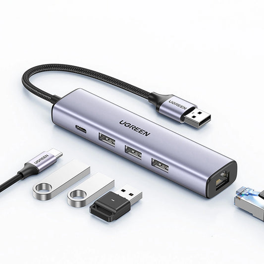 Ugreen wielofunkcyjny adapter HUB USB 3.0 - 3 x USB / Ethernet RJ-45 / USB