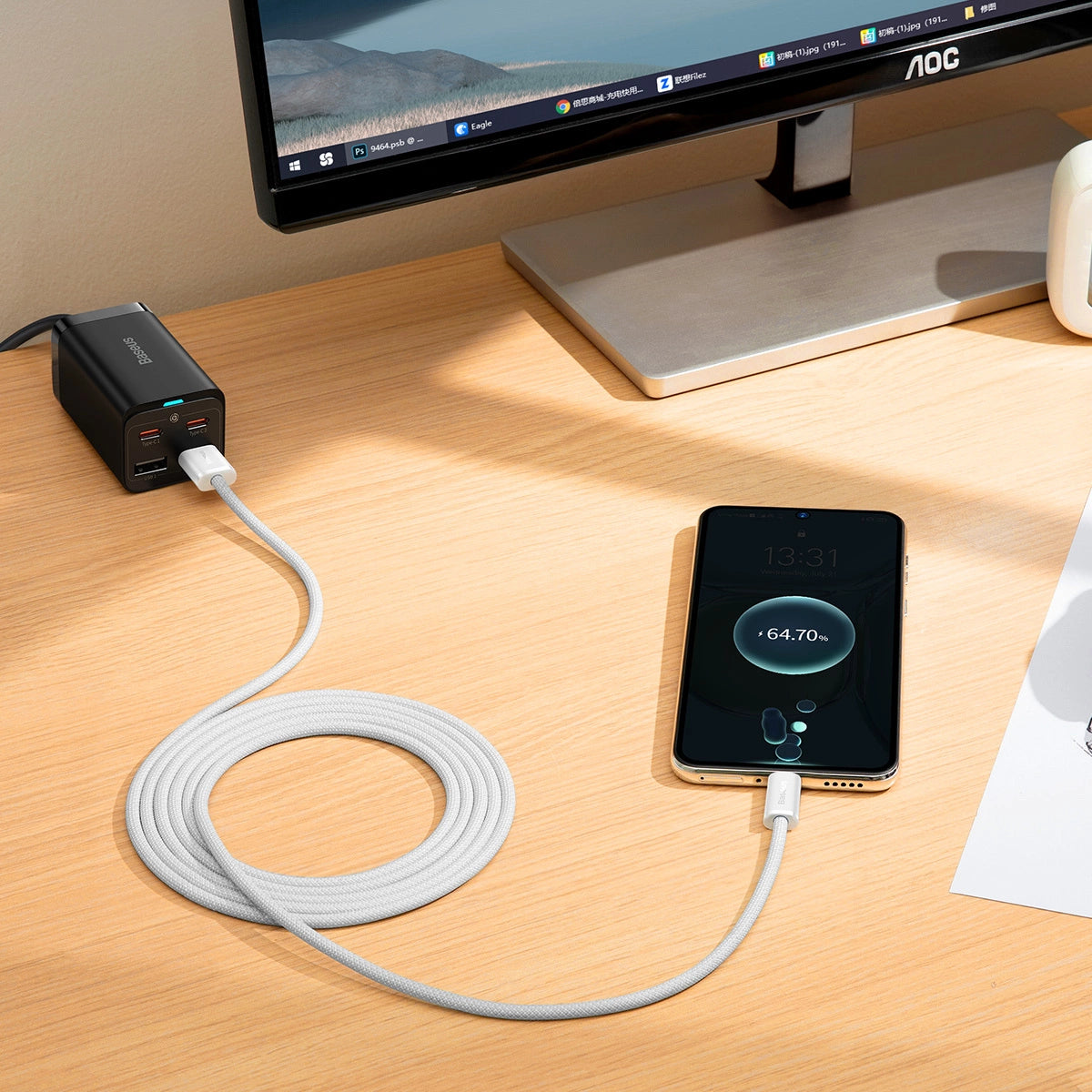 Baseus Dynamic Series kabel USB - USB Typ C 100W 2m biały (CALD000702) – zdjęcie 10