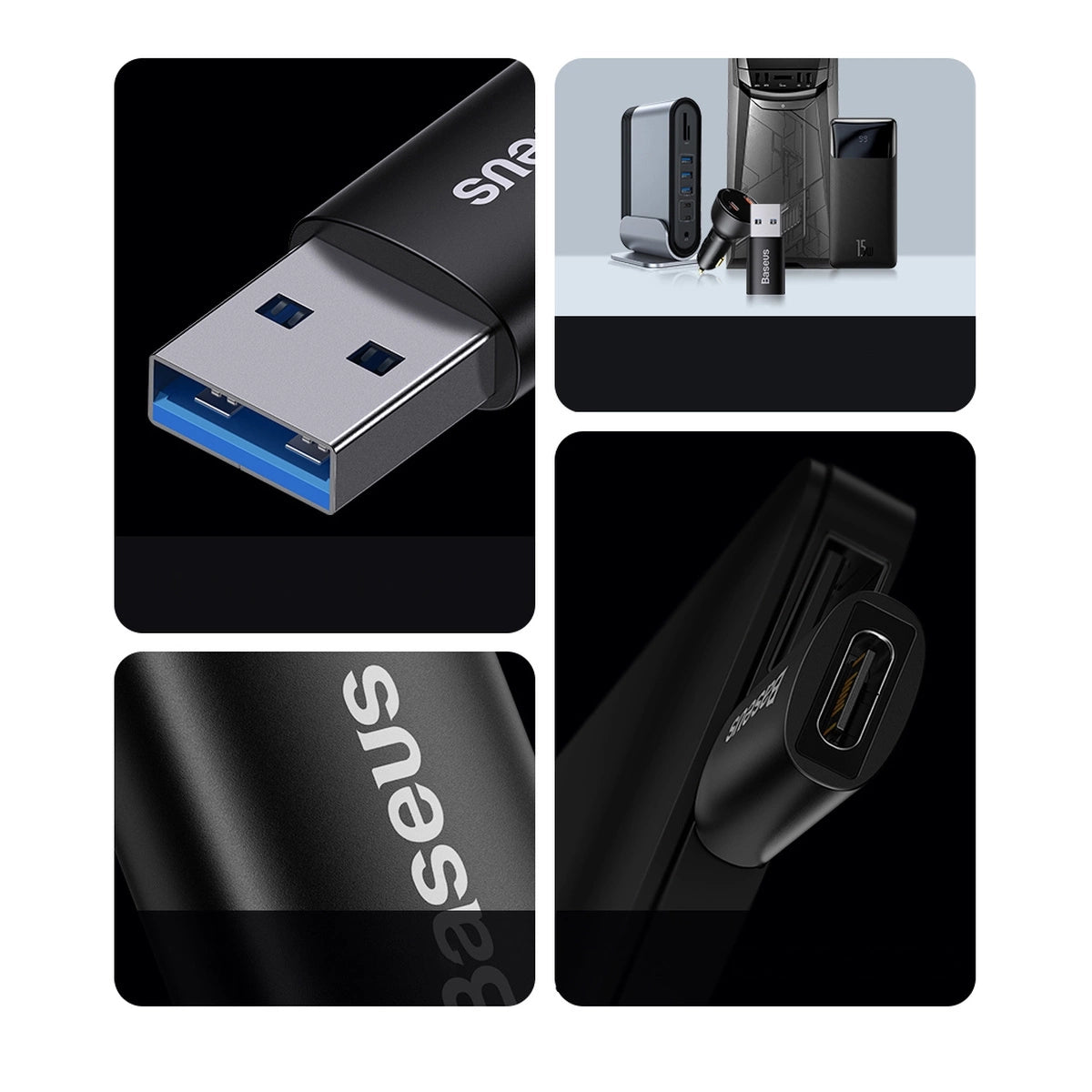 Baseus Ingenuity Series Mini przejściówka do USB Typ C czarny (ZJJQ000101) – zdjęcie 12