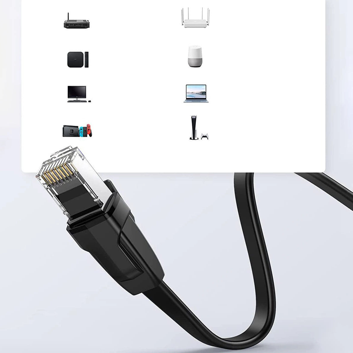 Kabel Ugreen NW102 50177 płaski sieciowy LAN Ethernet Cat. 6 8m - czarny – zdjęcie 6