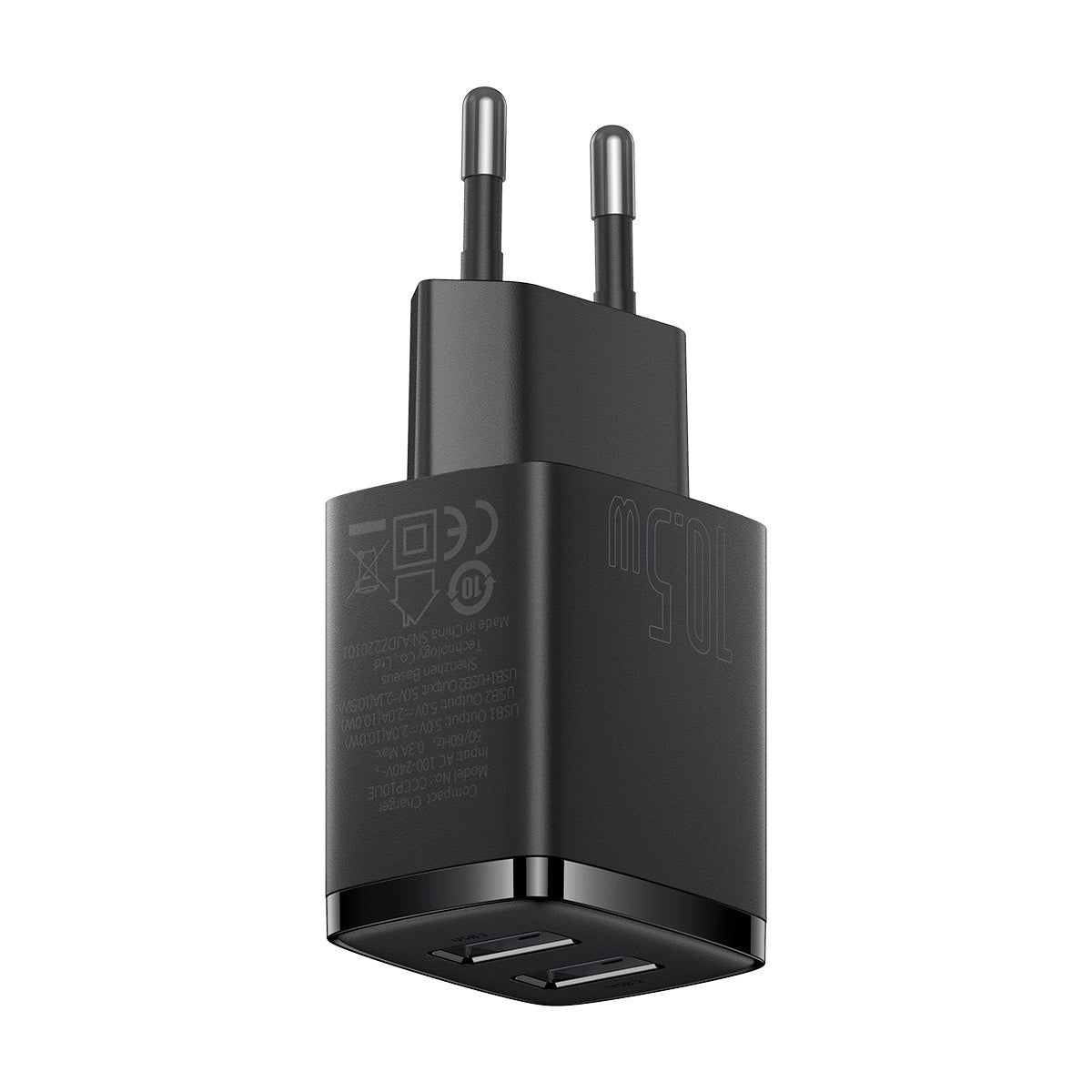 Baseus Compact ładowarka sieciowa 2x USB 10.5W czarny (CCXJ010201) – zdjęcie 4