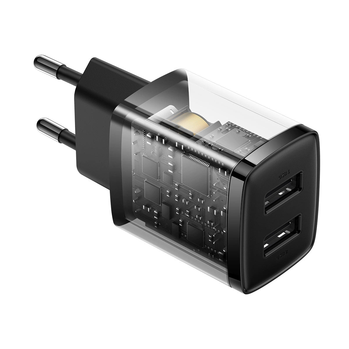 Baseus Compact ładowarka sieciowa 2x USB 10.5W czarny (CCXJ010201) – zdjęcie 6