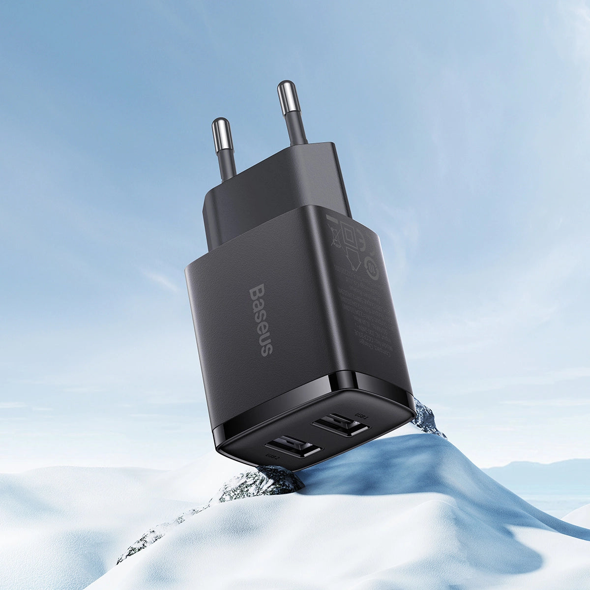 Baseus Compact ładowarka sieciowa 2x USB 10.5W czarny (CCXJ010201) – zdjęcie 9