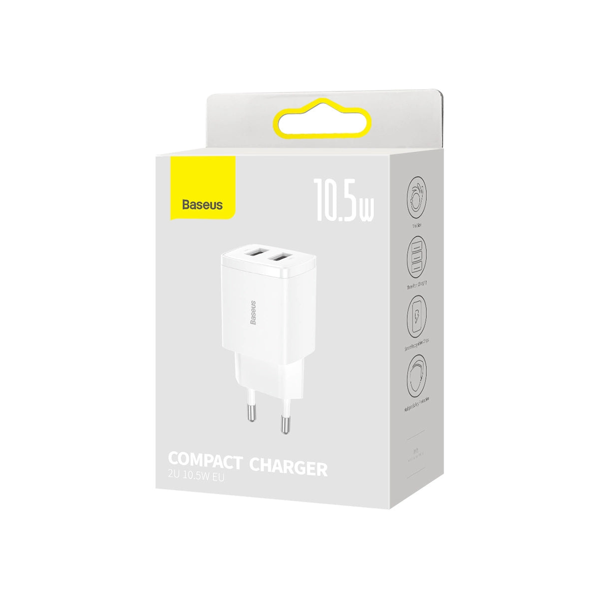 Baseus Compact ładowarka sieciowa 2x USB 10.5W biały (CCXJ010202) – zdjęcie 7