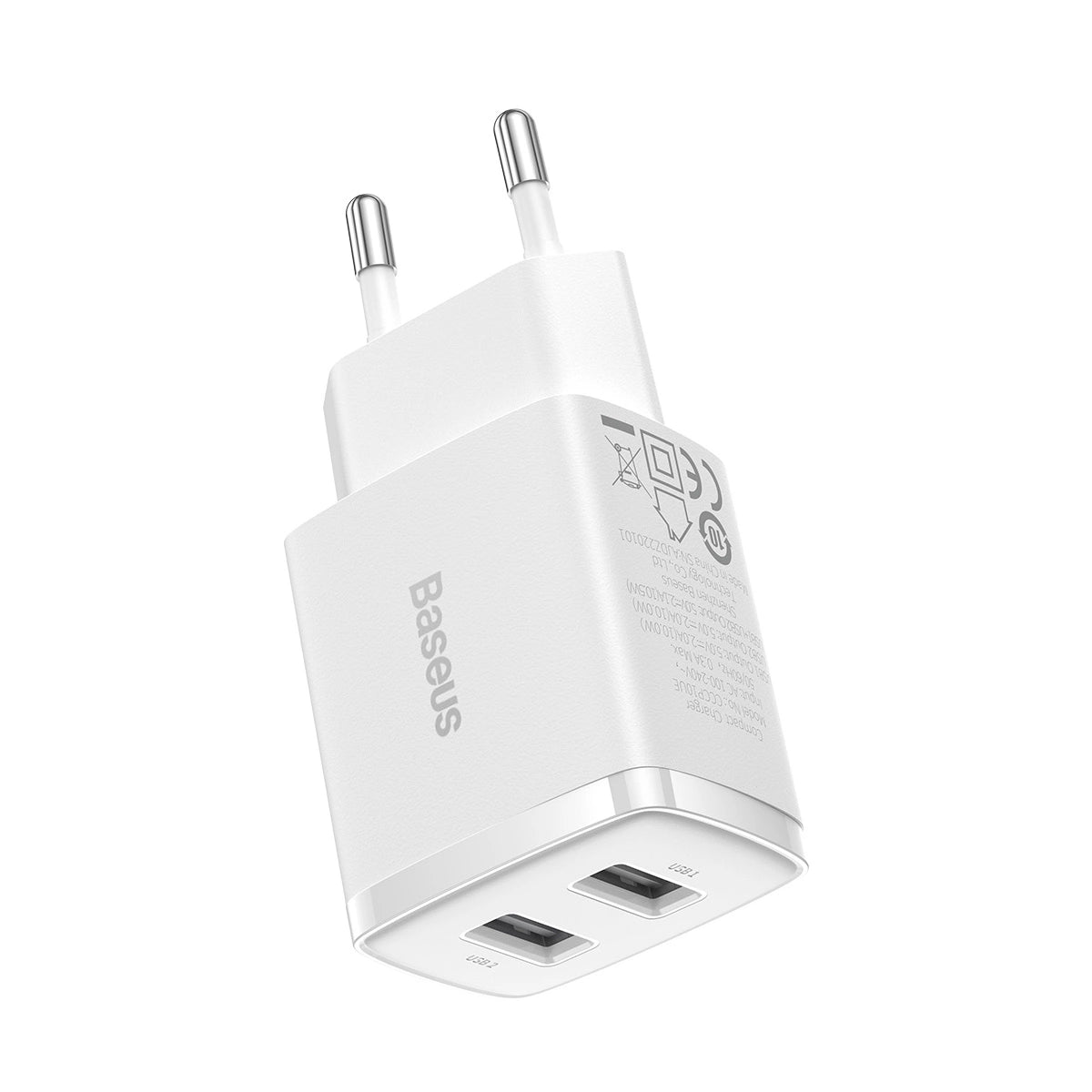 Baseus Compact ładowarka sieciowa 2x USB 10.5W biały (CCXJ010202) – zdjęcie 6
