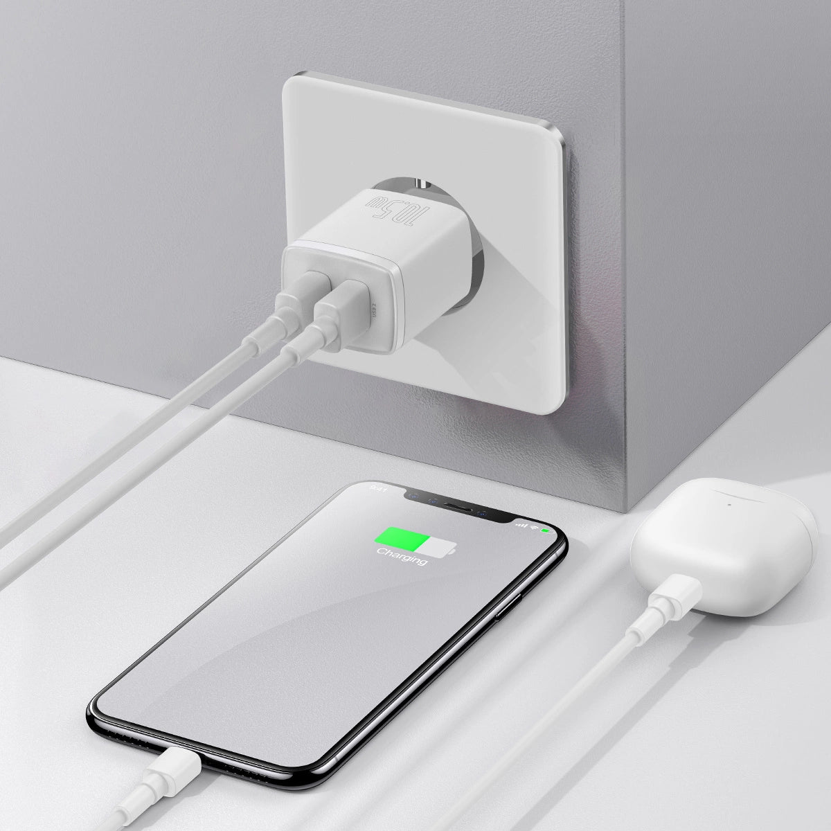 Baseus Compact ładowarka sieciowa 2x USB 10.5W biały (CCXJ010202) – zdjęcie 9