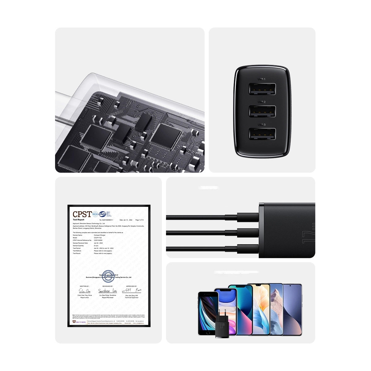 Baseus Compact ładowarka sieciowa 3x USB 17W czarny (CCXJ020101) – zdjęcie 11