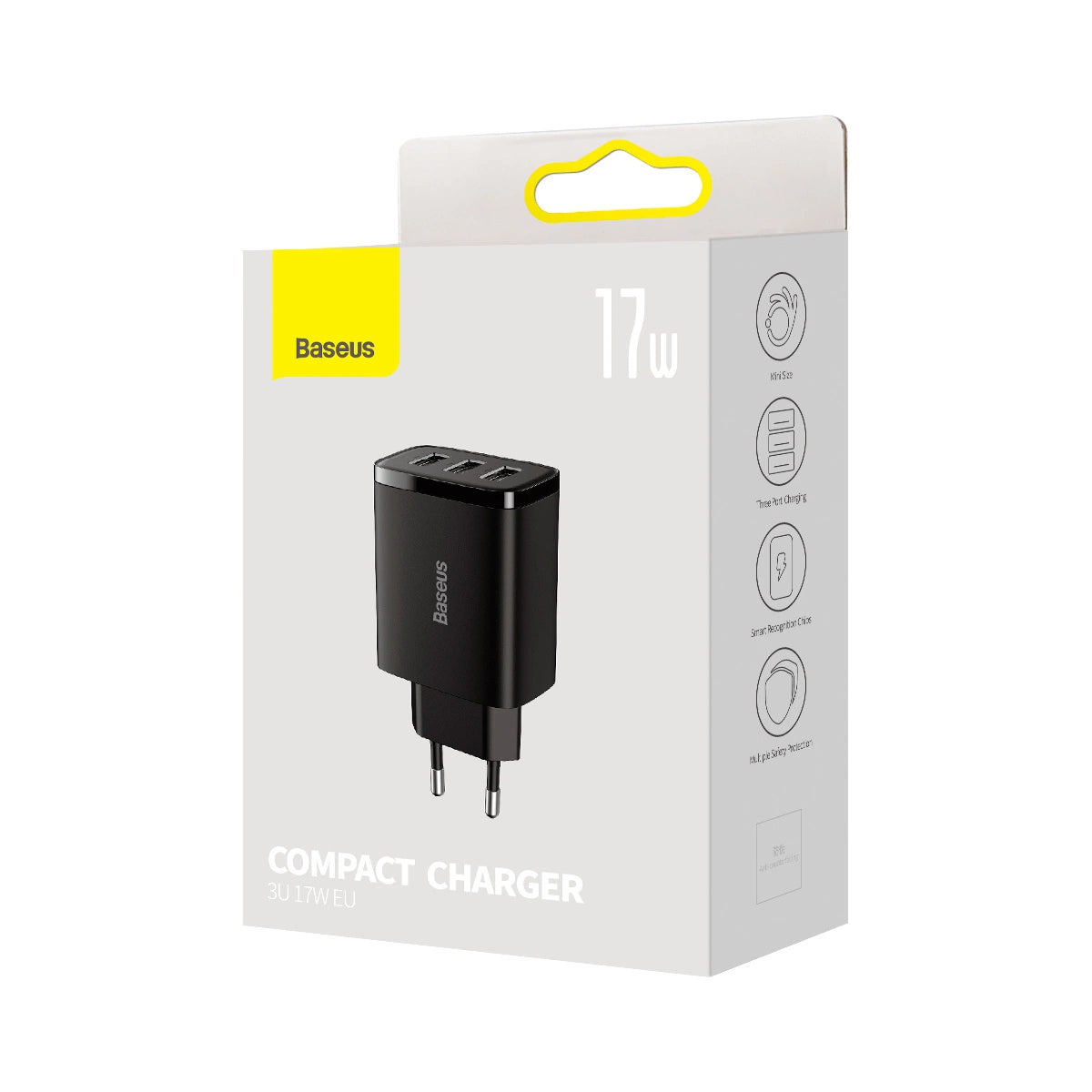 Baseus Compact ładowarka sieciowa 3x USB 17W czarny (CCXJ020101) – zdjęcie 6