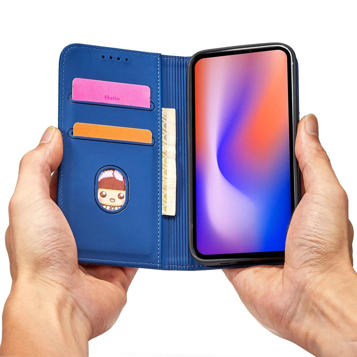 Magnet Card Case etui do iPhone 12 na karty kartę podstawka niebieski – zdjęcie 12