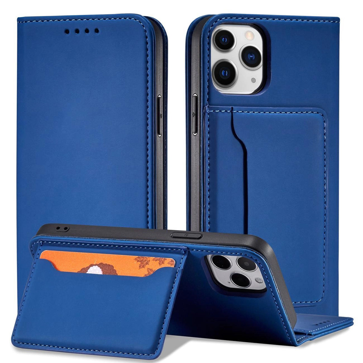 Magnet Card Case etui do iPhone 12 na karty kartę podstawka niebieski – zdjęcie 2