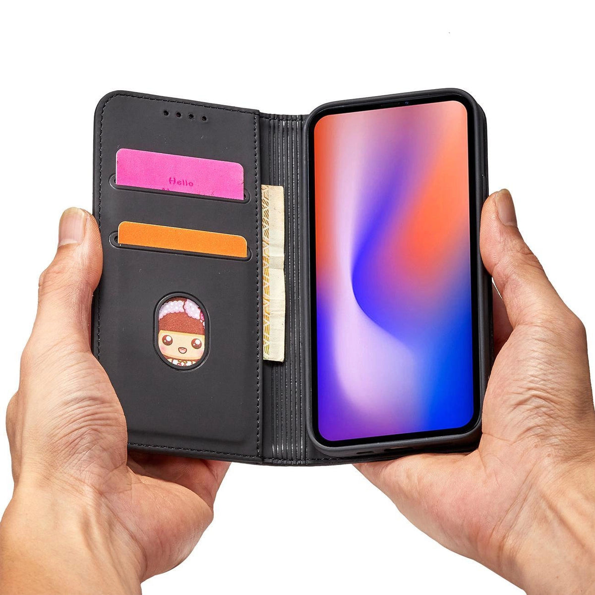 Magnet Card Case etui do iPhone 12 Pro na karty kartę podstawka czarny – zdjęcie 13