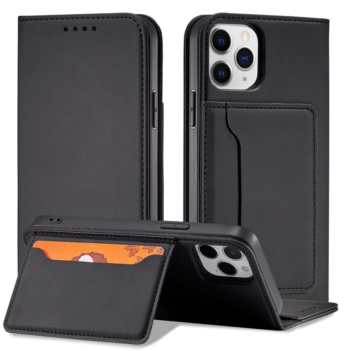 Magnet Card Case etui do iPhone 12 Pro na karty kartę podstawka czarny – zdjęcie 2