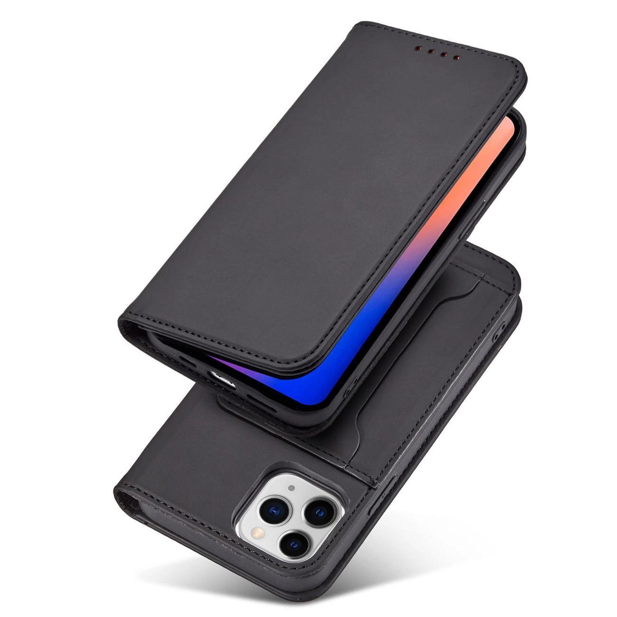 Magnet Card Case etui do iPhone 12 Pro na karty kartę podstawka czarny – zdjęcie 3