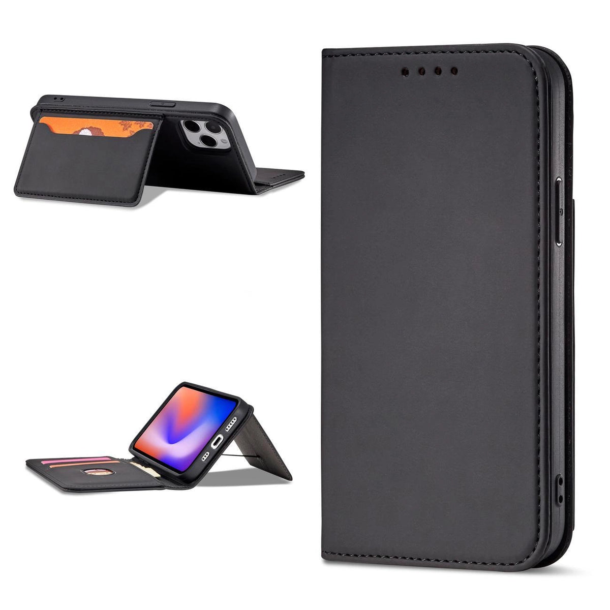 Magnet Card Case etui do iPhone 12 Pro na karty kartę podstawka czarny – zdjęcie 4