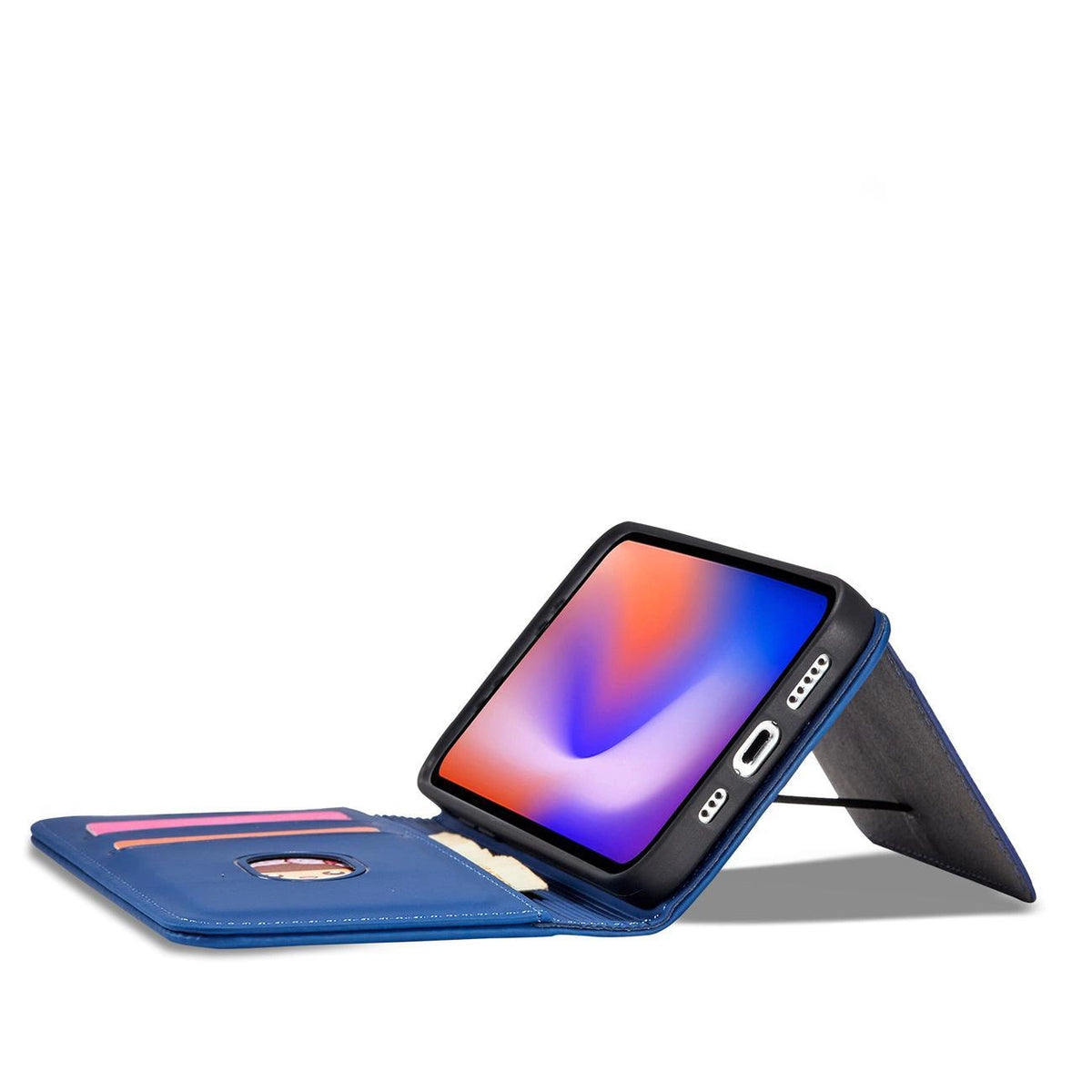 Magnet Card Case etui do iPhone 12 Pro na karty kartę podstawka niebieski – zdjęcie 10