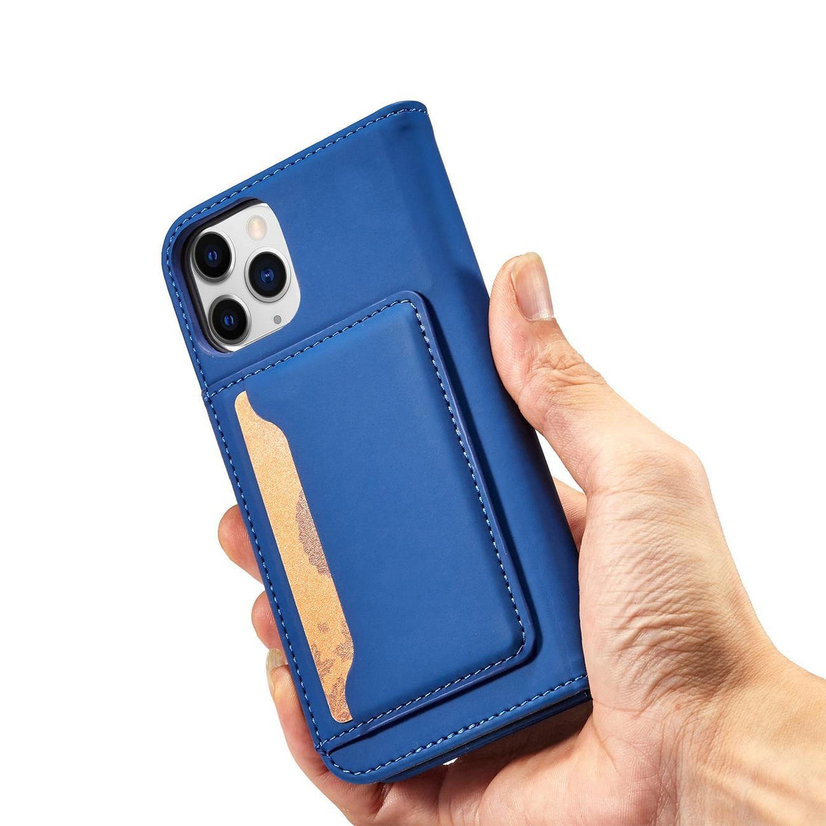 Magnet Card Case etui do iPhone 12 Pro na karty kartę podstawka niebieski – zdjęcie 11