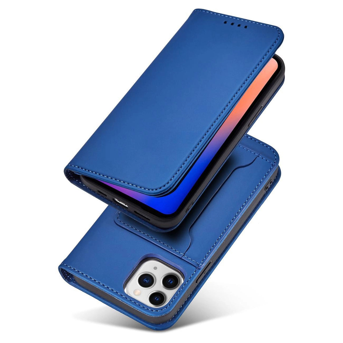 Magnet Card Case etui do iPhone 12 Pro na karty kartę podstawka niebieski – zdjęcie 3