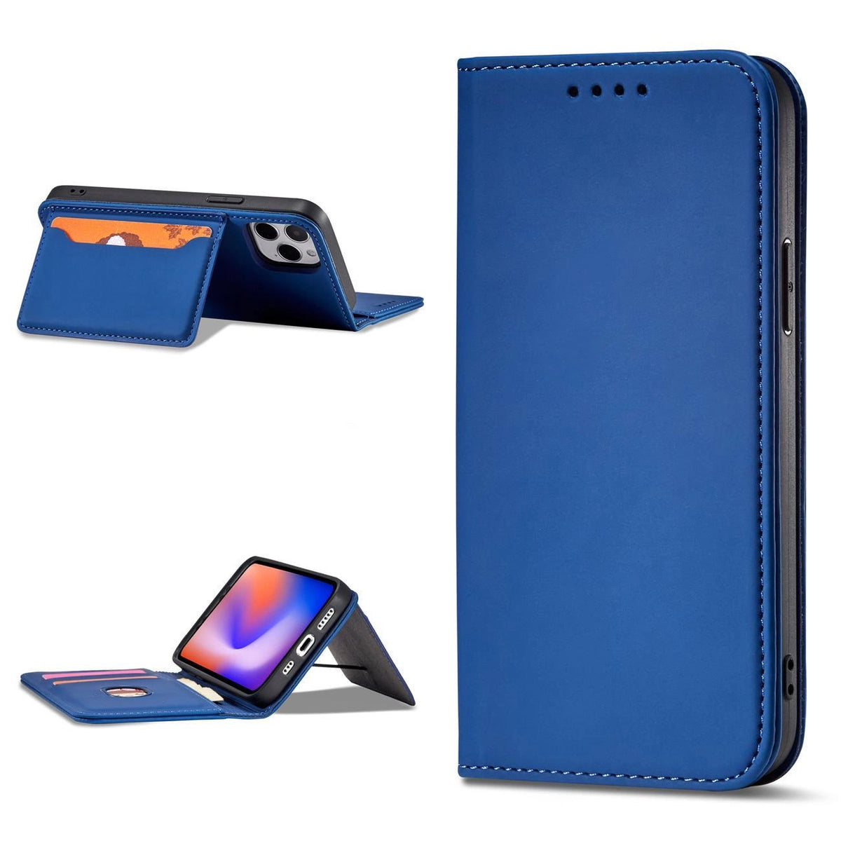 Magnet Card Case etui do iPhone 12 Pro na karty kartę podstawka niebieski – zdjęcie 4