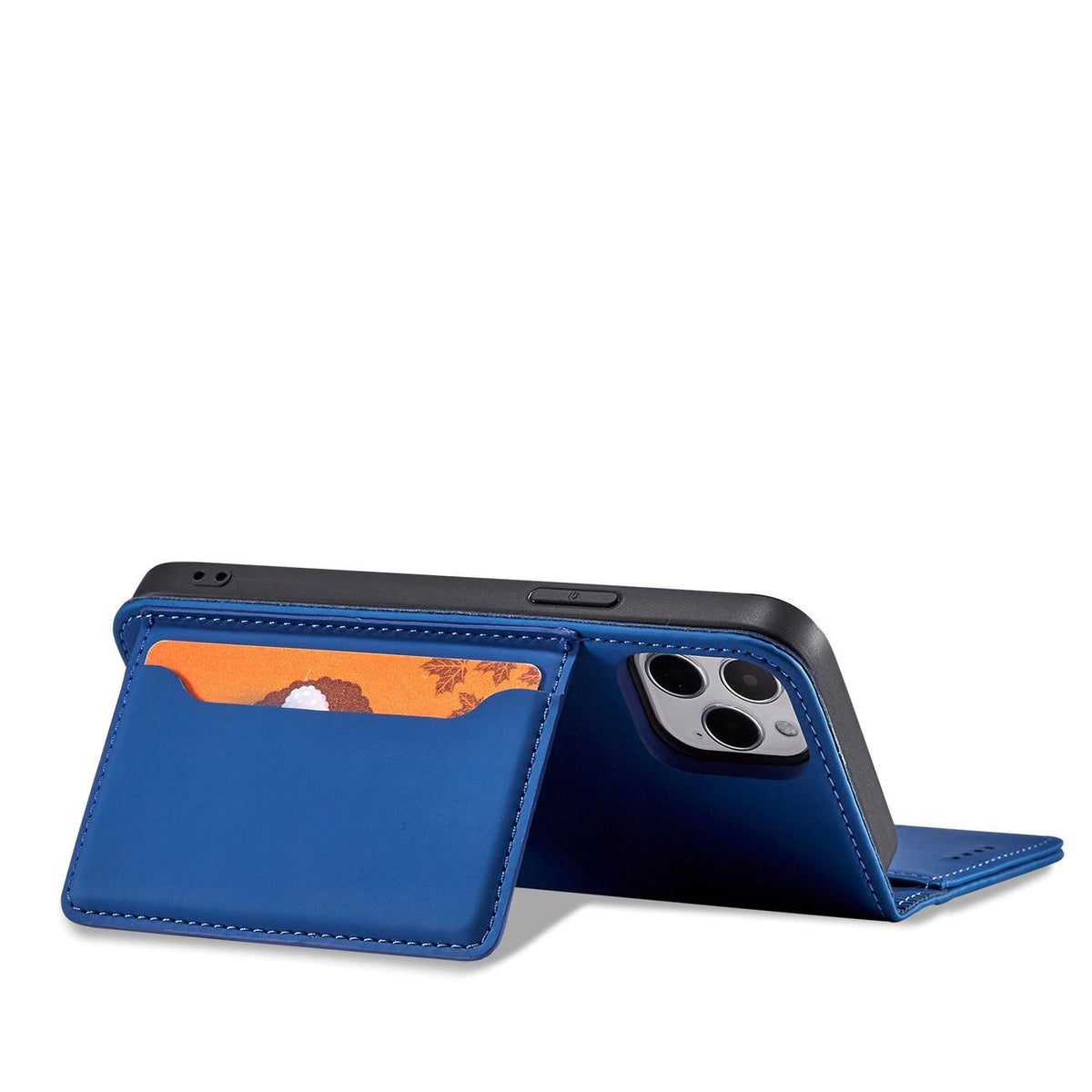 Magnet Card Case etui do iPhone 12 Pro na karty kartę podstawka niebieski – zdjęcie 7