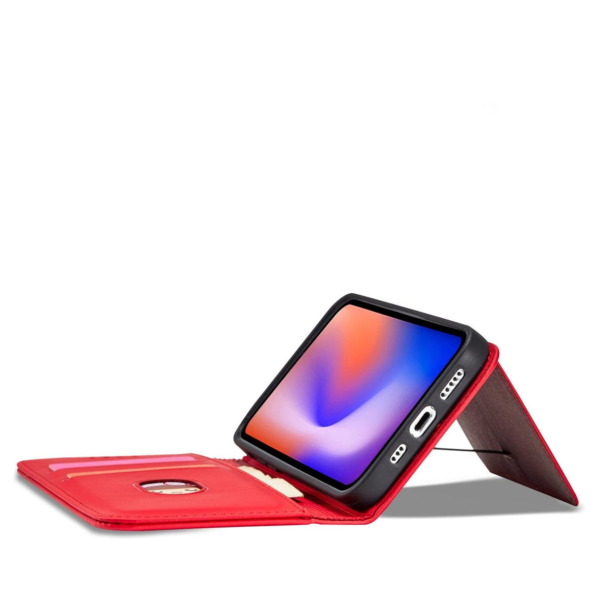 Magnet Card Case etui do iPhone 12 Pro na karty kartę podstawka czerwony – zdjęcie 10