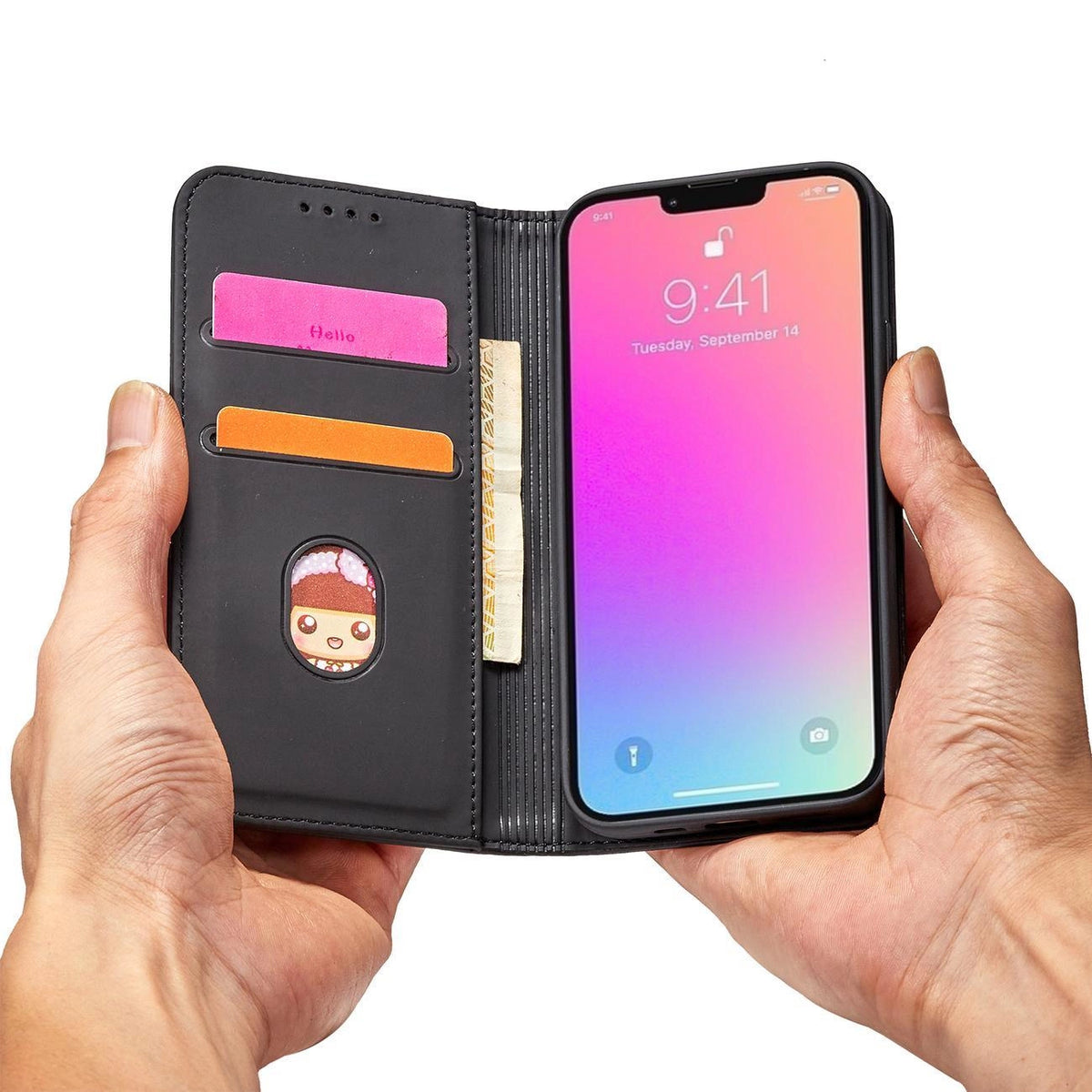 Magnet Card Case etui do iPhone 13 Pro na karty kartę podstawka czarny – zdjęcie 10