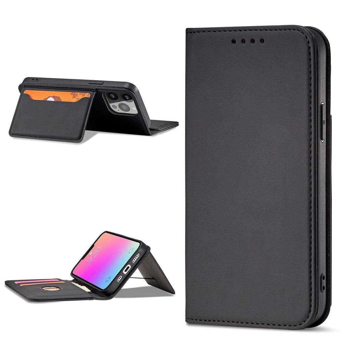Magnet Card Case etui do iPhone 13 Pro na karty kartę podstawka czarny – zdjęcie 12