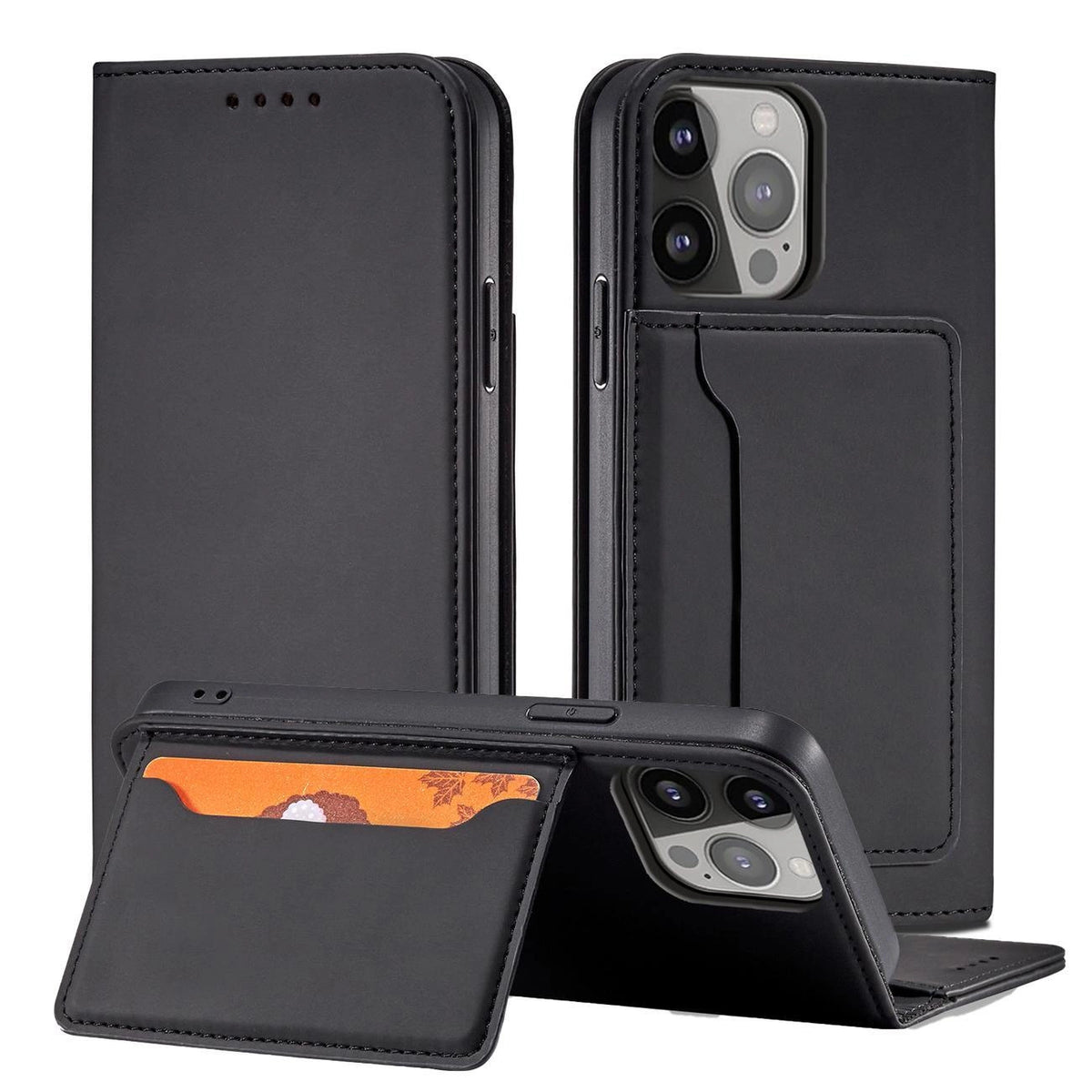 Magnet Card Case etui do iPhone 13 Pro na karty kartę podstawka czarny – zdjęcie 2