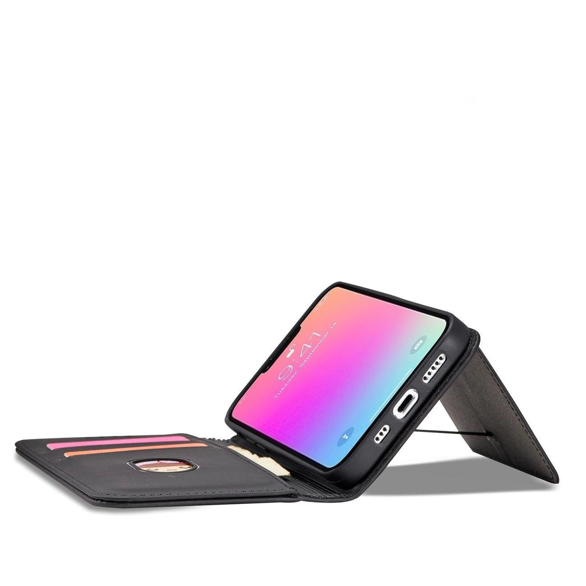 Magnet Card Case etui do iPhone 13 Pro na karty kartę podstawka czarny – zdjęcie 7