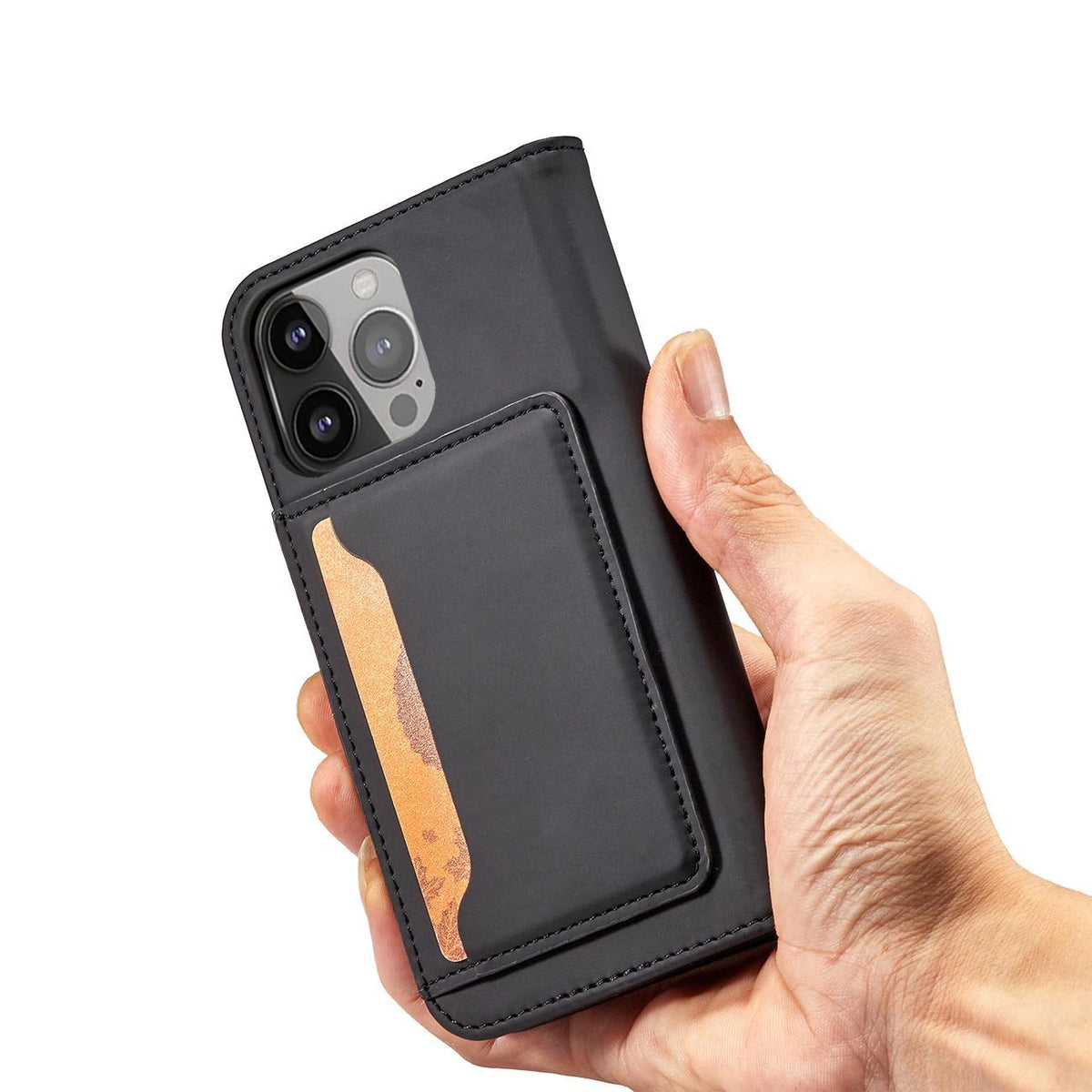 Magnet Card Case etui do iPhone 13 Pro na karty kartę podstawka czarny – zdjęcie 9