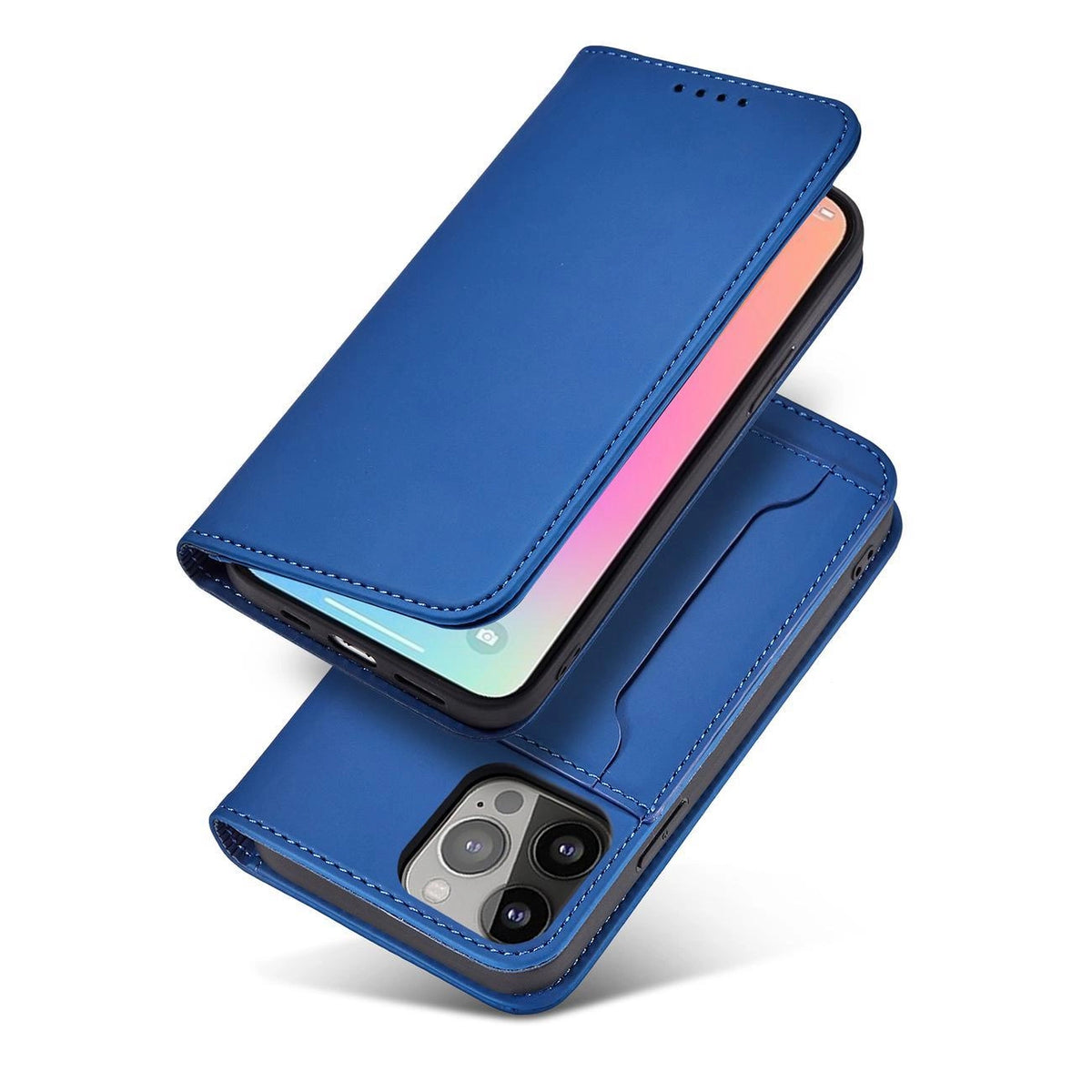 Magnet Card Case etui do iPhone 13 Pro na karty kartę podstawka niebieski – zdjęcie 3