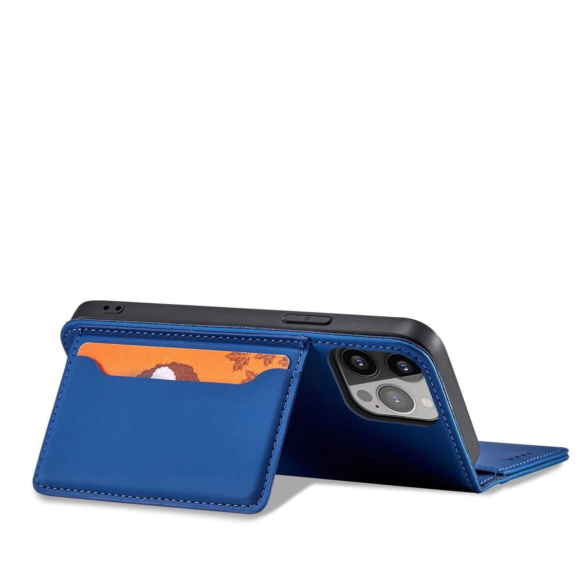 Magnet Card Case etui do iPhone 13 Pro na karty kartę podstawka niebieski – zdjęcie 4