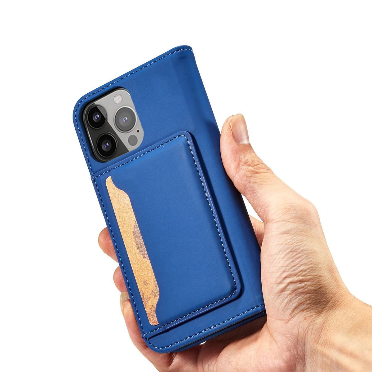 Magnet Card Case etui do iPhone 13 Pro na karty kartę podstawka niebieski – zdjęcie 6