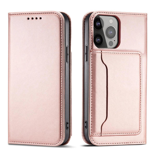 Magnet Card Case etui do iPhone 13 Pro na karty kartę podstawka różowy