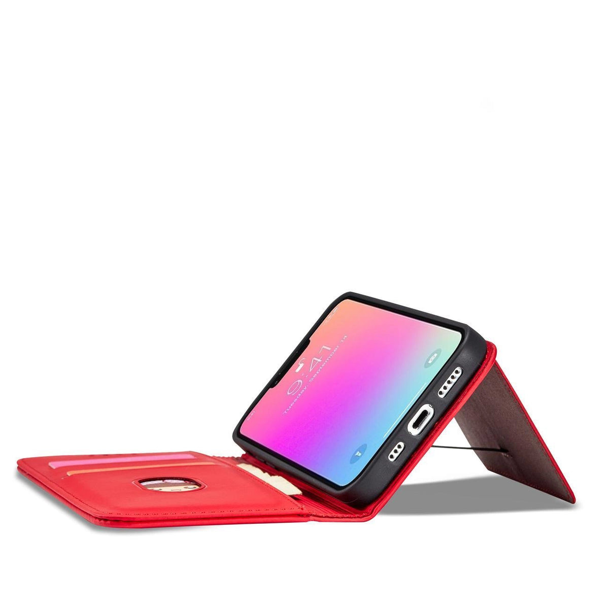 Magnet Card Case etui do iPhone 13 Pro na karty kartę podstawka czerwony