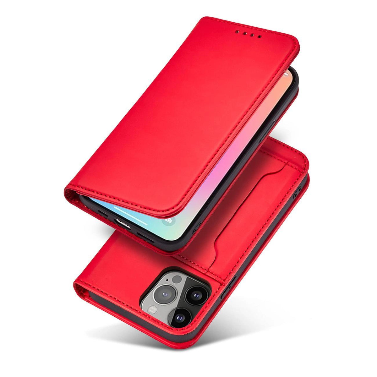 Magnet Card Case etui do iPhone 13 Pro na karty kartę podstawka czerwony