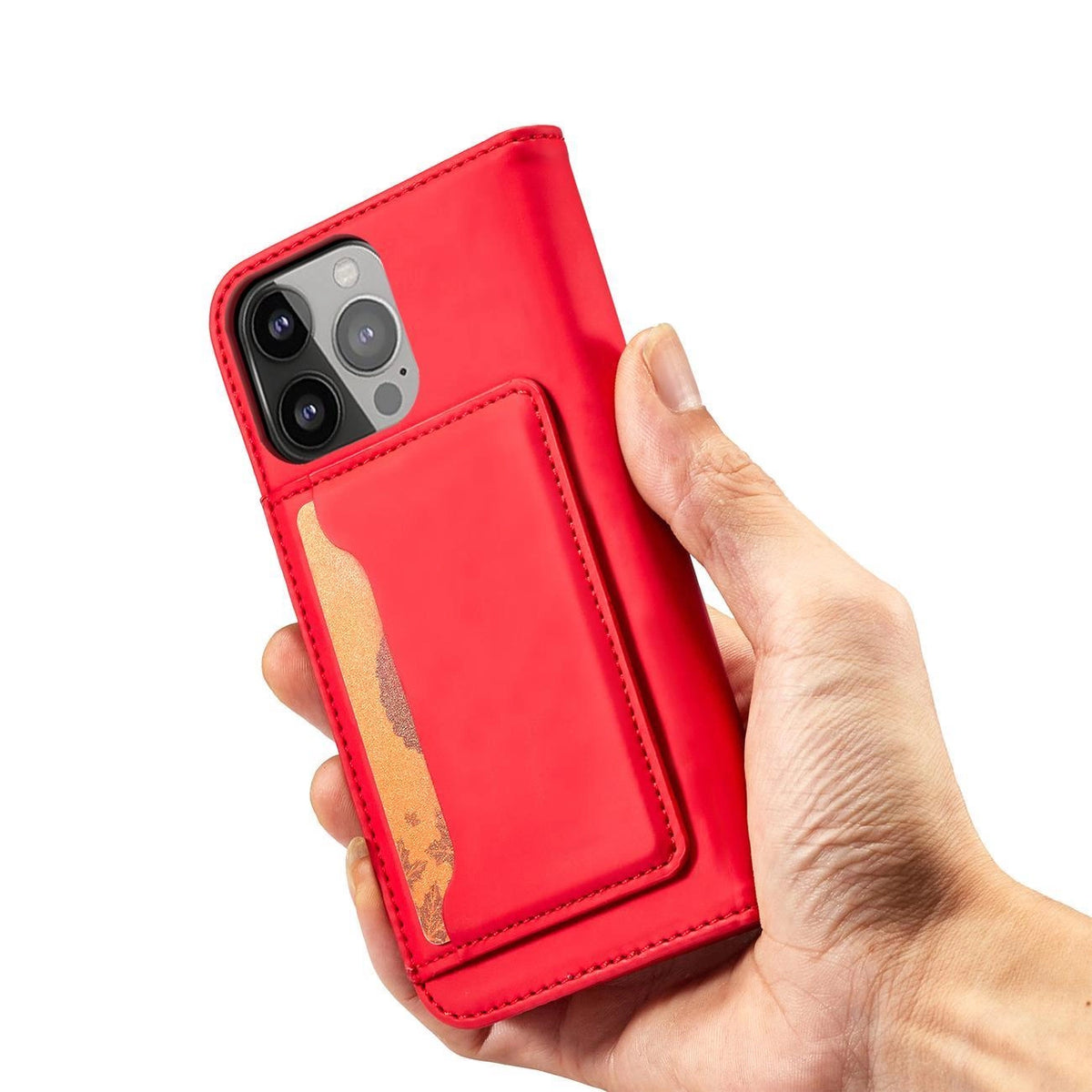 Magnet Card Case etui do iPhone 13 Pro na karty kartę podstawka czerwony