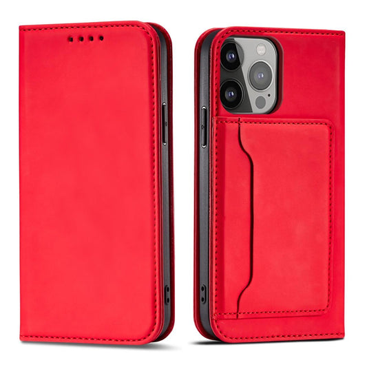 Magnet Card Case etui do iPhone 13 Pro na karty kartę podstawka czerwony