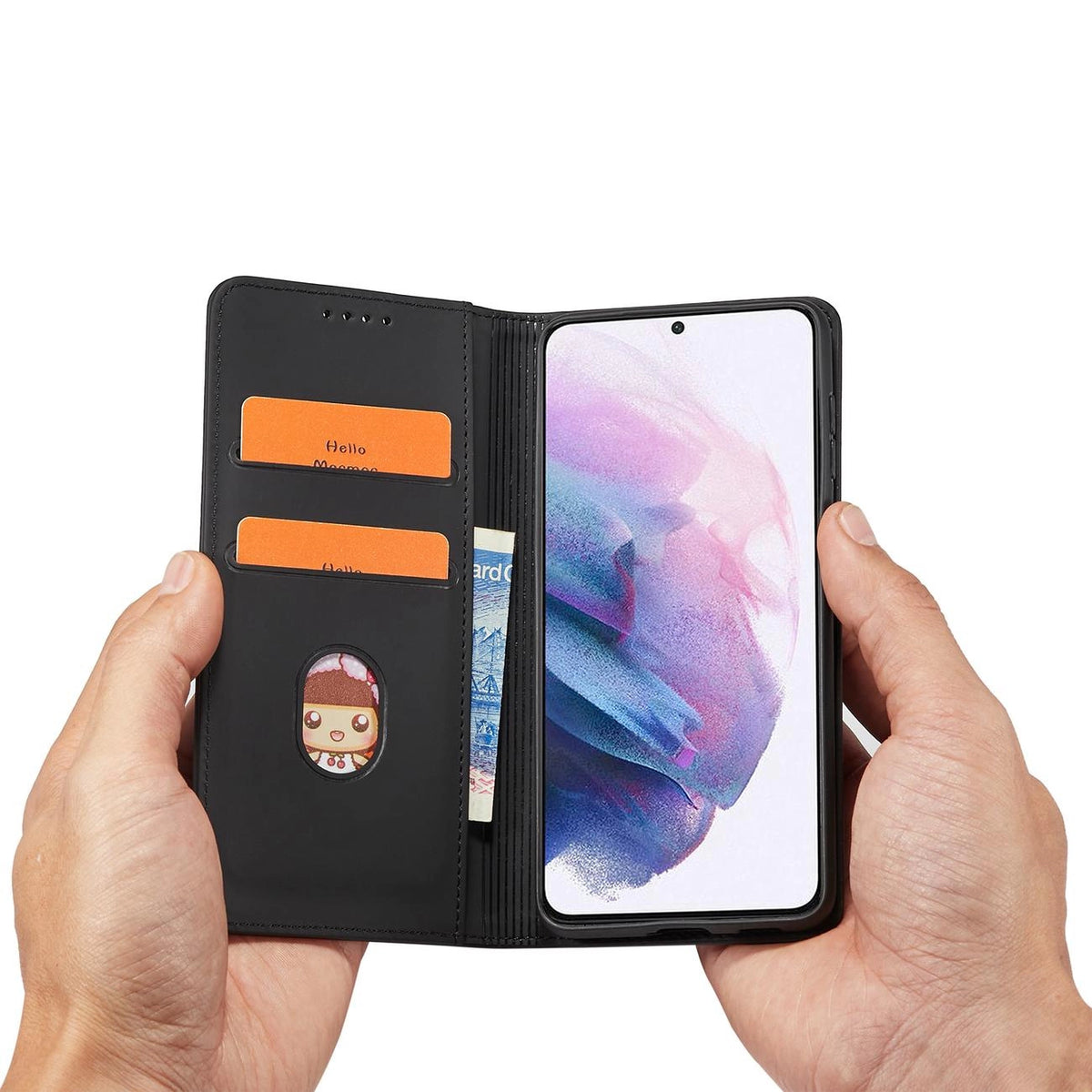 Magnet Card Case etui do Samsung Galaxy na karty kartę podstawka czarny – zdjęcie 10