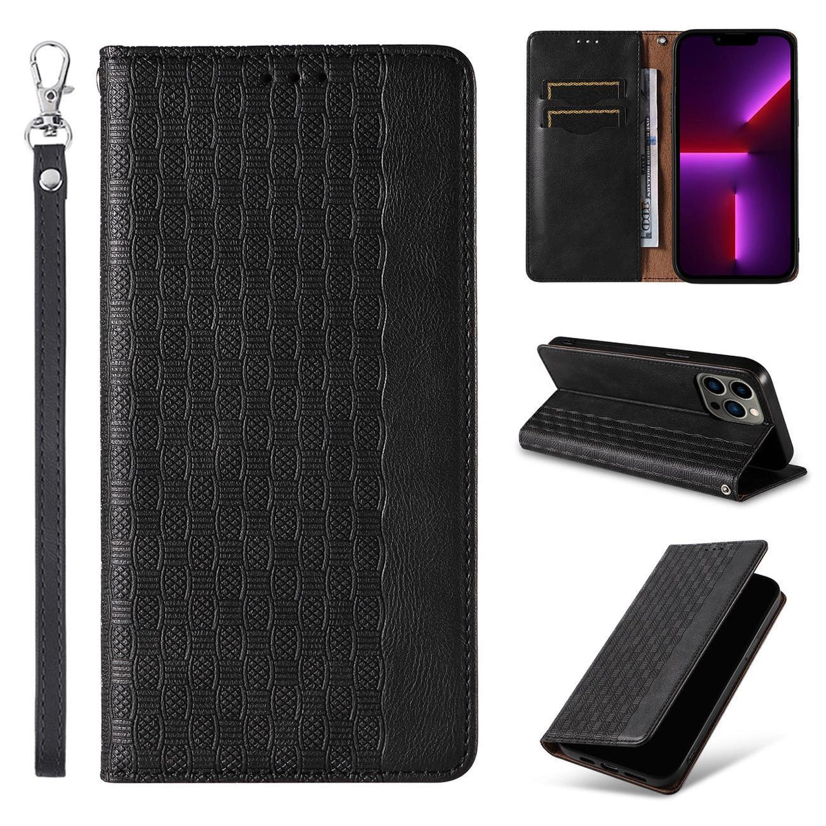 Magnet Strap Case etui do iPhone 12 Pro pokrowiec portfel + mini smycz – zdjęcie 3