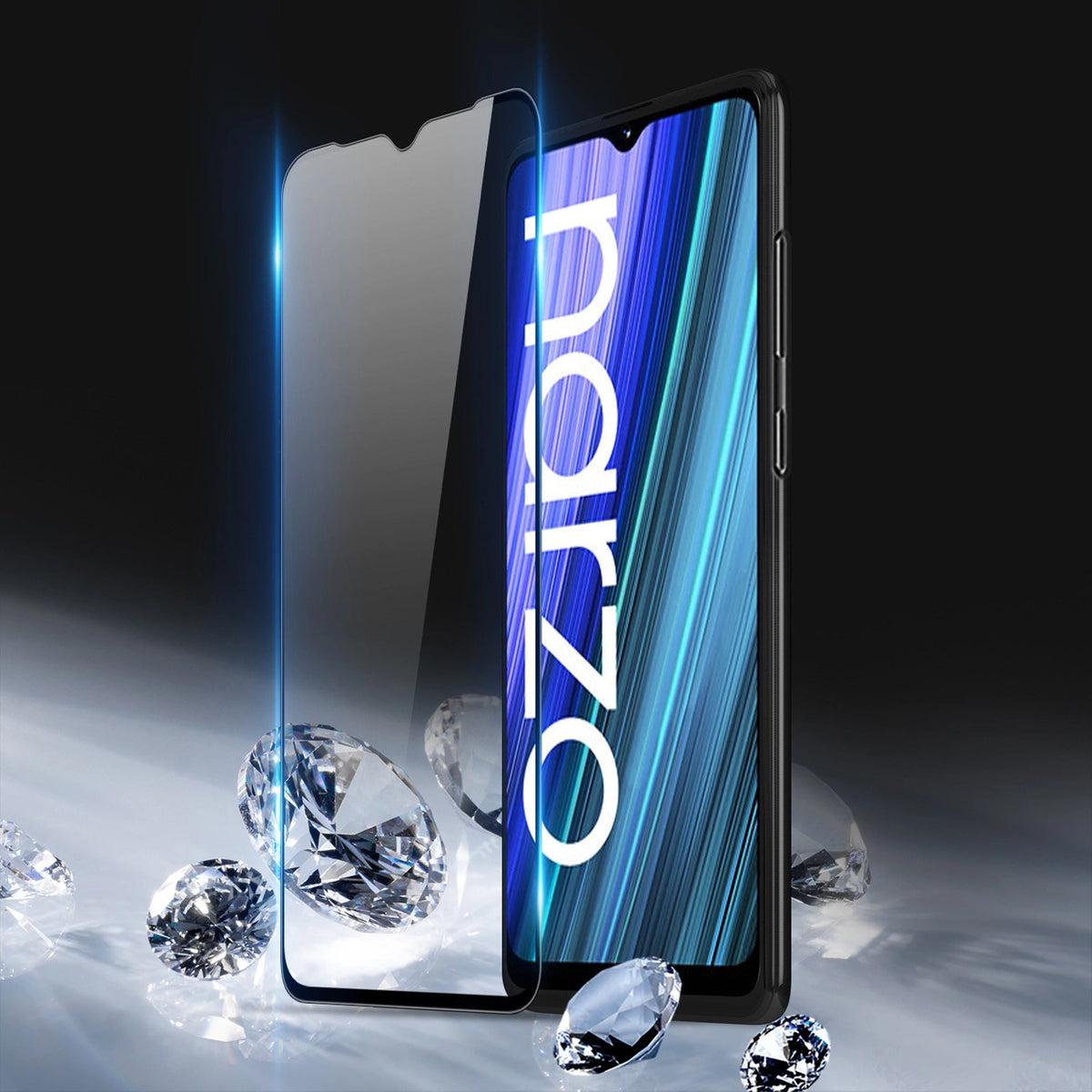 Dux Ducis 9D na cały ekran z ramką Realme Narzo 50A czarny (case friendly) – zdjęcie 4