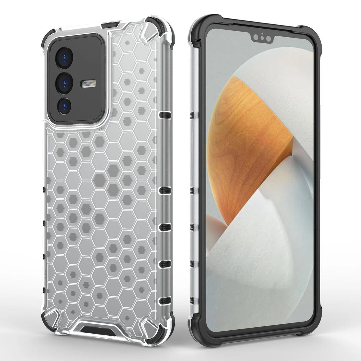 Honeycomb etui pancerny pokrowiec z żelową ramką Vivo V23 5G przezroczysty – zdjęcie 5